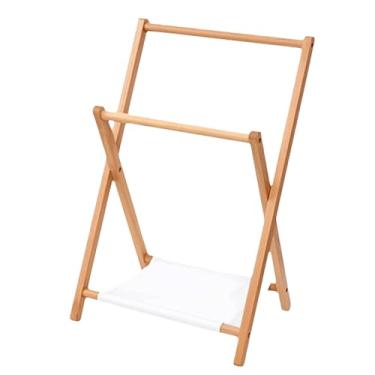 Imagem de PEKJI Cabideiro de madeira com pano de armazenamento em pé cabide de árvore cabide dobrável para chapéus de guarda-roupa cabide de trilho suspenso