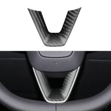 Imagem de FANXIN Acabamento inferior de volante de fibra de carbono real compatível com Tesla Model 3 2024 2025, capa de raio inferior em forma de V de carbono 3K, acessórios modelo 3 Highland (trama de sarja