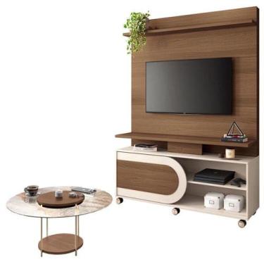 Imagem de Estante Home Theater órbis Castanho Off White E Mesa De Centro Sky Com