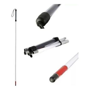 Imagem de Bengala Dobrável Para Deficiente Visual Com Roller Branca - Alo Apoios