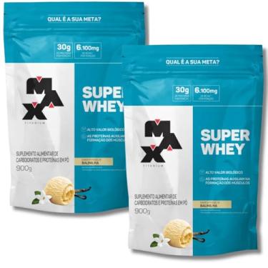 Imagem de Kit 2x Super Whey Protein Concentrado 900g Max Titanium Proteína Concentrada (KIT, BAUNILHA)