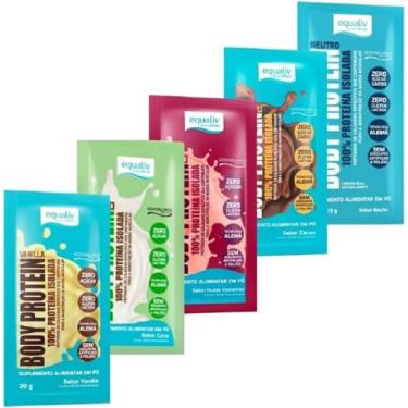 Imagem de Body Protein Sabores [Cacau,Coco,Red (Frutas Vermelhas),Neutro e Vanilla (Baunilha)]-Kit 05 unidades-Equaliv