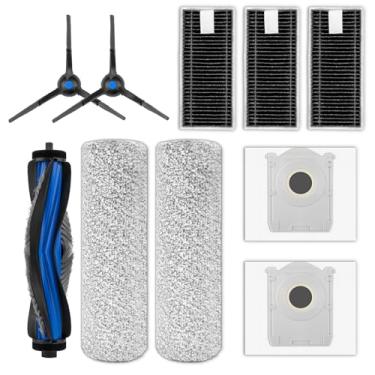 Imagem de (Pacote com 10) Peças de reposição X8 Pro Omni compatíveis com ECOVACS DEEBOT X8 Pro Omni/ X8 Omni Robot Vacuum, 1 escova de rolo, 2 rolos de escova, 2 escovas laterais, 2 sacos de pó, 3 filtros HEPA