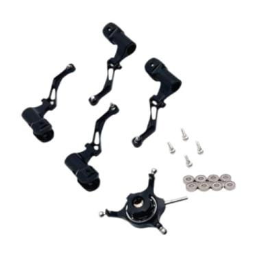 Imagem de simhoa Conjunto de placa oscilante para helicóptero RC, peça de reposição, substituição de alumínio, clipe de folha de reparo resistente, faça você mesmo, Preto