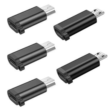 Imagem de Pacote com 3 mini adaptadores USB e 2 micro adaptadores USB, suporte de conector de carregamento e sincronização de dados para receptor GPS/câmera digital/câmera Dash/MP3 Player, Galaxy S6 S7 S7 Edge
