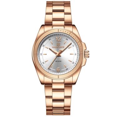 Imagem de Relógio De Pulso Feminino Em Aço Inoxidavel Confortável Design Elegante à Prova D´agua Branco