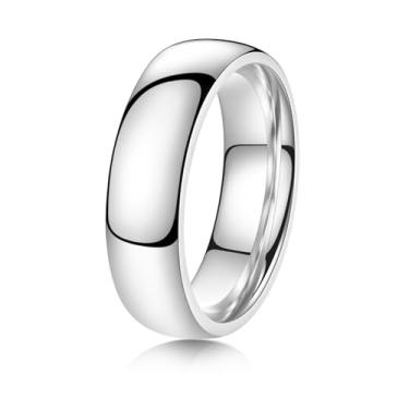 Imagem de YOESDIE Aliança de casamento ouro prata 2 mm, 4 mm, 6 mm, 8 mm, 10 mm, titânio para homens e mulheres | Aliança de casamento simples, altamente polida, ajuste confortável, tamanho 5-15, 6, Titânio