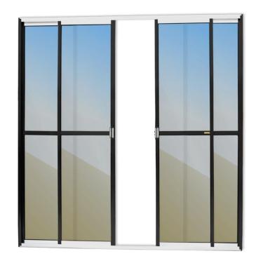 Imagem de Porta Balcão 4 Folhas Super 25 Vidro Reflex 210cm X 240cm Brimak Mix Preto