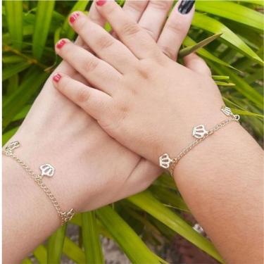 Imagem de Kit Pulseira Tal Mãe E Tal Filha Coroa Banhado A Ouro
