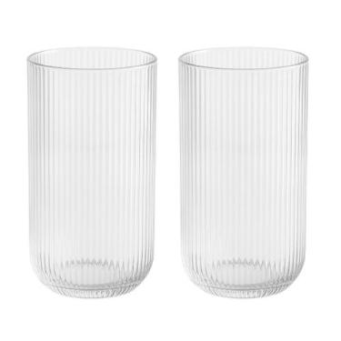 Imagem de Kit 2 Copos De Vidro Transparente 450Ml Canelado Sucos Bebidas - Dona 