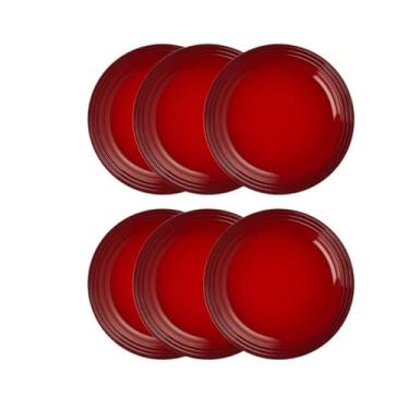 Imagem de Jogo de 6 Pratos Rasos de Cerâmica 27 cm Vermelho