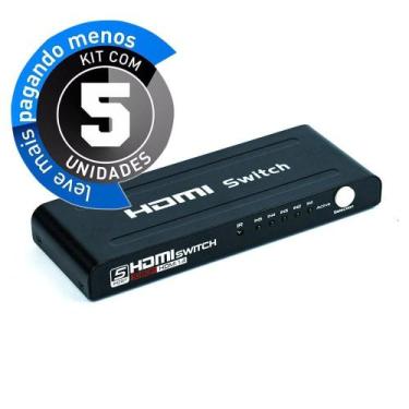 Imagem de Switich Hdmi 5X1 3D Full Hd Com Controle Remoto - Kit Com 5 - Cirilo C