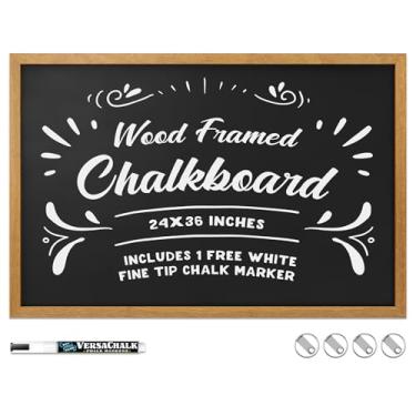 Imagem de Quadros de giz grandes com moldura da VersaChalk (industrial 61 x 91 cm, porcelana, dupla face) quadro negro emoldurado para negócios, bistrô, menu sanduíche, calçada, sala de aula de sinalização,