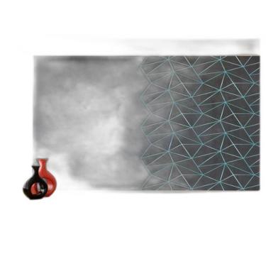 Imagem de Papel De Parede Concreto Linhas Azul Turquesa 3,5M Kkt300 - Você Decor