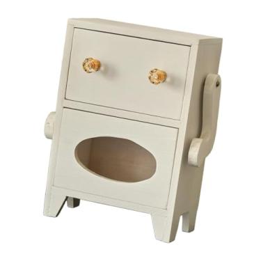 Imagem de WeiLaiKeQi Mini armário de armazenamento com gaveta, dispensador de lenços umedecidos, caixa de joias em formato de robô para mesa de quarto, 6,69 x 3,74 x 9,65, Branco