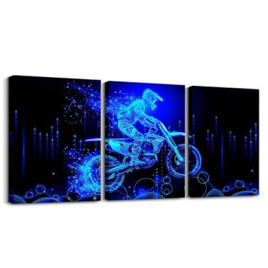 Imagem de Feelyou Arte de parede infantil em tela para bicicleta suja, sala de estar, quarto, corrida, motocross, motociclista, pintura de parede, decoração de parede para meninos e meninas, esportes radicais