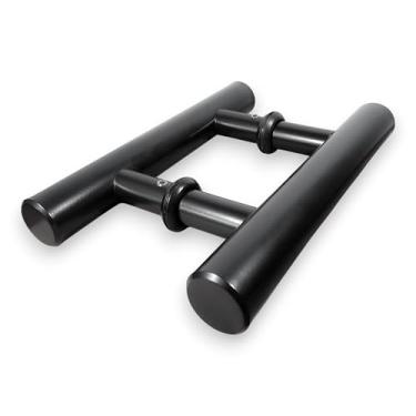 Imagem de Puxador H Duplo Tubular 20cm - Entre Furos 10cm - Tubo de 29mm - p/Portas Madeira/Vidro/Alum/Portão