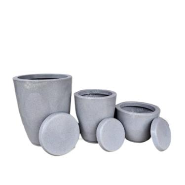 Imagem de Vasos Decorativos de Polietileno com Prato para Ambientes Externo e Interno