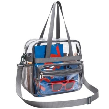 Imagem de Paxiland Bolsa transparente para eventos de estádio, 30 x 15 x 30 cm, bolsa transparente com alça removível para esportes, shows, trabalho, viagens, Cinza, One Size