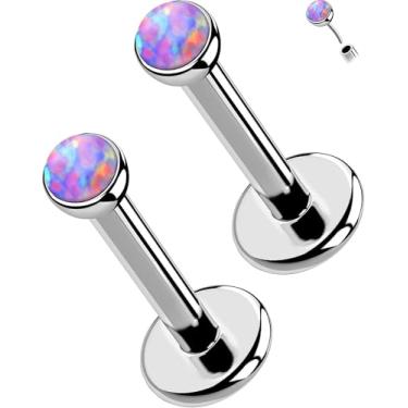 Imagem de OUFER 2 peças 16G/20G brincos de nariz lábios, G23 titânio sólido sem rosca push in nariz narina lábio labret medusa Monroe Helix cartilagem tragus concha lóbulo piercing joias para mulheres e homens