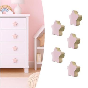 Imagem de 10 Puxadores Estrela Infantil Gaveta Armário Móveis Quarto - Souvenir 