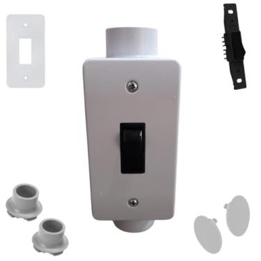 Imagem de Kit Completo Interruptor Simples Preto 1pol C/Condulete Sobrepor PVC Reforçado (Branco)