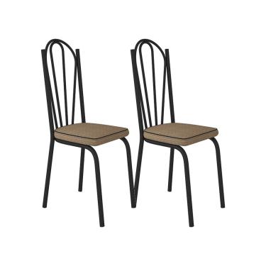 Imagem de Kit Com 02 Cadeiras 121 Preta Corino Rattan Artefamol