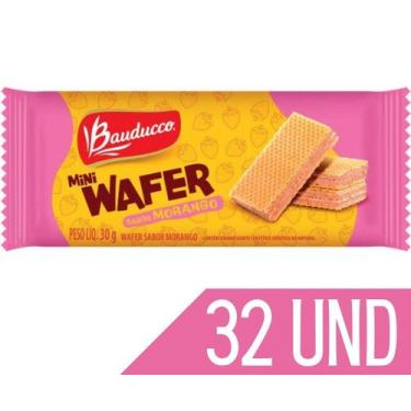 Imagem de Biscoito Bauducco Mini Wafer Sachê 30G Sabor Morango 32 Un