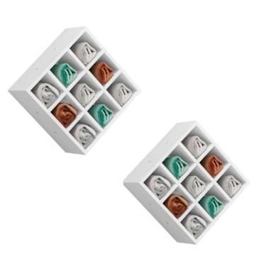 Imagem de Kit 2 Suporte Porta Toalha Alana 9 Nicho Decorativo Multiuso Branco