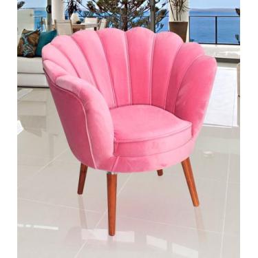 Imagem de Poltrona Pétala Rose Pés Palito de Madeira - Metalaço
