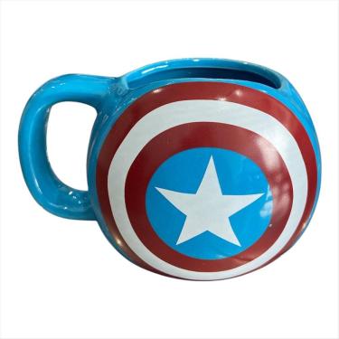Imagem de Caneca Capitao America Ceramica Azul 450ml