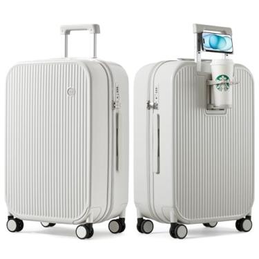 Imagem de Malas de viagem mixi Rígida com porta-copos, com rodinhas giratórias, Branco fumê, 20-inch, Tendência
