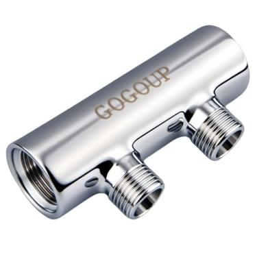 Imagem de GOGOUP Divisor coletor de 2 portas de aço inoxidável 304 – 2 maneiras, classificação de pressão de 25 bar para água potável, óleo/gás, cervejaria, sistemas de refrigeração, aberto polido