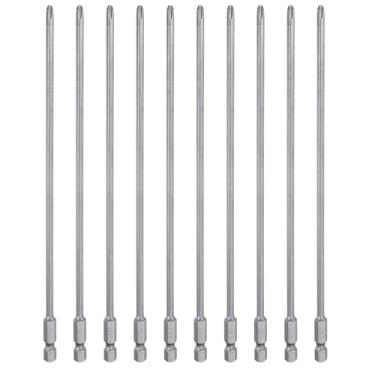 Imagem de HARFINGTON 10 peças de chave de fenda Phillips número 2 PH2 haste sextavada de 1/10.2 cm 8" (200 mm) de comprimento magnético S2 de aço de grau industrial, broca elétrica de cabeça cruzada, haste de 4