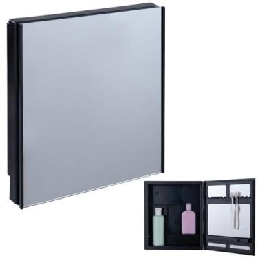 Imagem de Armário Banheiro Espelheira Sobrepor E Embutir Preto - Astra