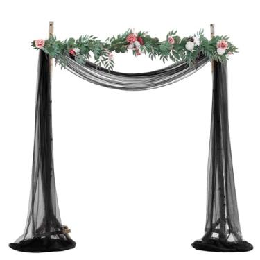 Imagem de BOYOUTH Cortinas de voile transparente para casamento, cortina de tule longo de tule para festas de aniversário, cerimônias, recepção, palco, decoração, preta, 150 x 600 cm, 1 painel