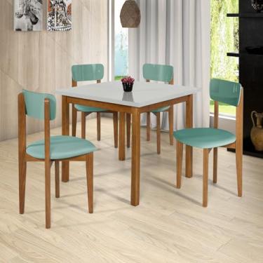 Imagem de Mesa De Jantar Elisa Com 4 Cadeiras Menta Móvel Alto Padrão 90x90