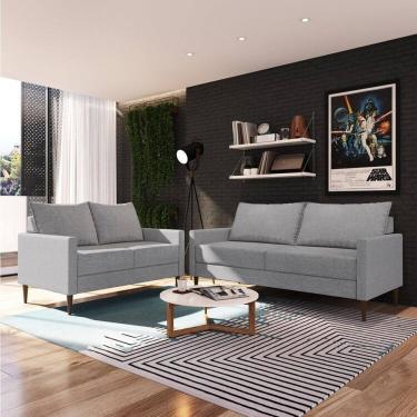 Imagem de Conjunto Sofá 2 e 3 Lugares Bipartido Fideris Cinza