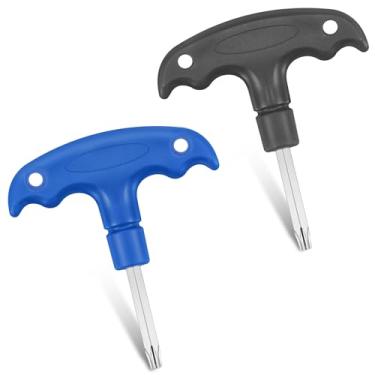 Imagem de Yuomeaz 2 peças de ferramenta de motorista de golfe, chave de torque de golfe de aço inoxidável ajustável para adaptador de eixo de clube (T25 preto, T20 azul)