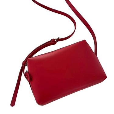 Imagem de Archicolor Minimalista feito à mão moda feminina design retrô pequena bolsa de tofu quadrada bolsa de couro genuíno batom, Vermelho, 19*5*12CM
