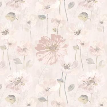 Imagem de Ismoon Papel de parede de 43 cm x 497 cm de papel de parede floral vintage aquarela rosa removível papel de parede autoadesivo para banheiro quarto berçário flores silvestres papel de parede botânico