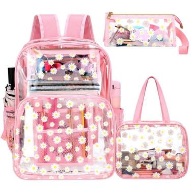 Imagem de Mochila transparente Kacctyen Pink para estudantes escolares com lanch