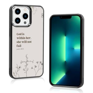 Imagem de Axulimin [God is Within Her She Will Not Fail Psalm] Bíblia cristã feminina preta capa de telefone para iPhone 13 Pro (6,1 polegadas)