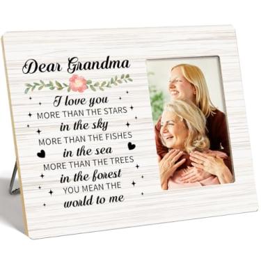 Imagem de OTINGQD Porta-retrato para avó, presentes para avó de netos, presente de Natal, aniversário e dia das mães para avó, I Love You More Than the Stars in the Sky Porta-retrato de madeira