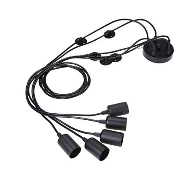 Imagem de EmyTock Lâmpadas pendentes clássicas de aranha, luz de teto ajustável DIY E27, lustre rústico, luz suspensa industrial sala de jantar quarto decoração de hotel, 5 braços (cada um com fio de 2 m)