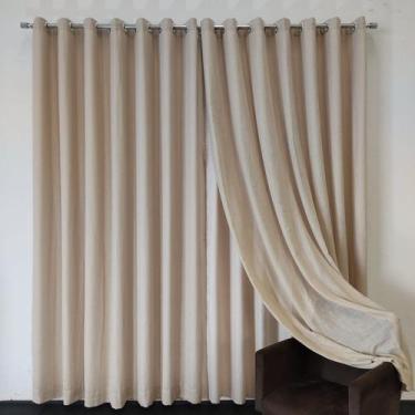 Imagem de Cortina Para Janela/Porta/Quarto/Sala De Linho Forrada Com Microfibra 