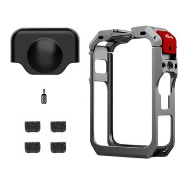 Imagem de SZZCNOX Gaiola protetora de metal para acessórios de câmera panorâmica DJI Osmo 360, gaiola protetora de expansão de coelho com capa de proteção de lente de silicone e algodão à prova de vento (cinza