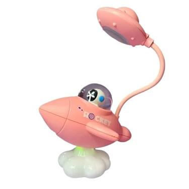 Imagem de Luminária Infantil de Mesa em Formato de Foguete – LED com Luz Colorida, Haste Flexível e Design Lúdico – Ideal para Estudo, Leitura e Decoração de Quarto Infantil (Rosa)