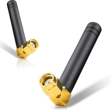 Imagem de BOOBRIE RP-SMA Mini 2,4 GHz 5,8 GHz Antena WiFi 2DBi Banda Dupla Sem Fio Antena WiFi Ângulo Reto Pequeno PC WiFi Antena RP-SMA Conector Macho Omnidirecional Mini WiFi Amplificador de Sinal Aéreo