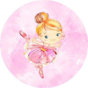 Imagem de Painel de Lona Redondo Bailarina Aquarela Loira - Fabrika De Festa, 12